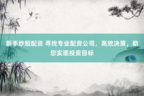 新手炒股配资 寻找专业配资公司，高效决策，助您实现投资目标