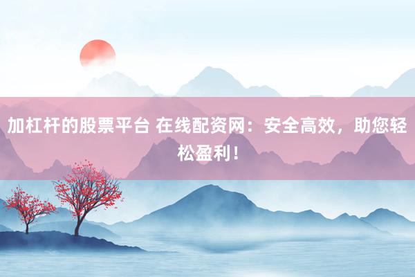 加杠杆的股票平台 在线配资网：安全高效，助您轻松盈利！