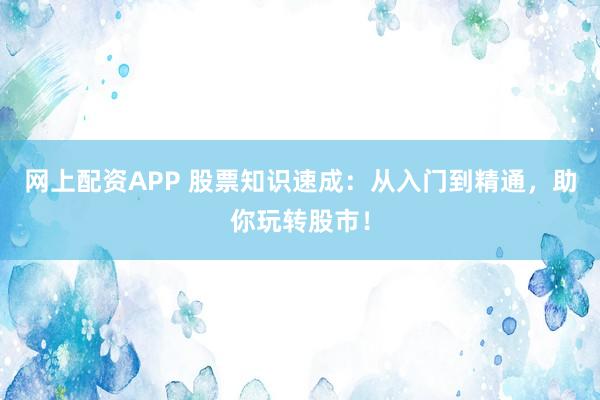 网上配资APP 股票知识速成：从入门到精通，助你玩转股市！
