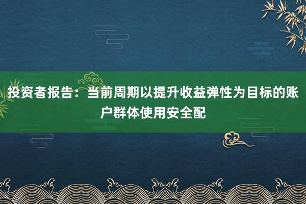 投资者报告：当前周期以提升收益弹性为目标的账户群体使用安全配