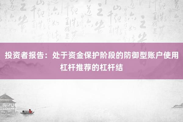 投资者报告：处于资金保护阶段的防御型账户使用杠杆推荐的杠杆结