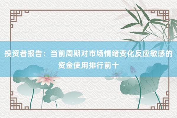 投资者报告：当前周期对市场情绪变化反应敏感的资金使用排行前十