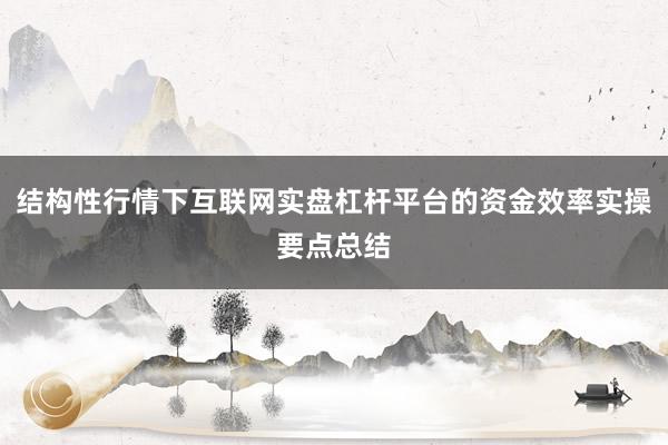结构性行情下互联网实盘杠杆平台的资金效率实操要点总结